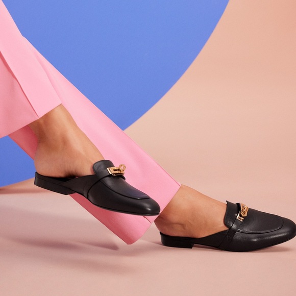 Hermes Shoes - Authentic Hermes OZ Mules in Size 37 Black with Gold Hardware